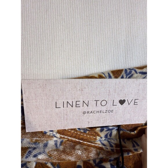 NWT Rachel Zoe Size Small Womens Orange Floral Linen Top Short Sleeve Shirt Boho - Picture 10 of 11